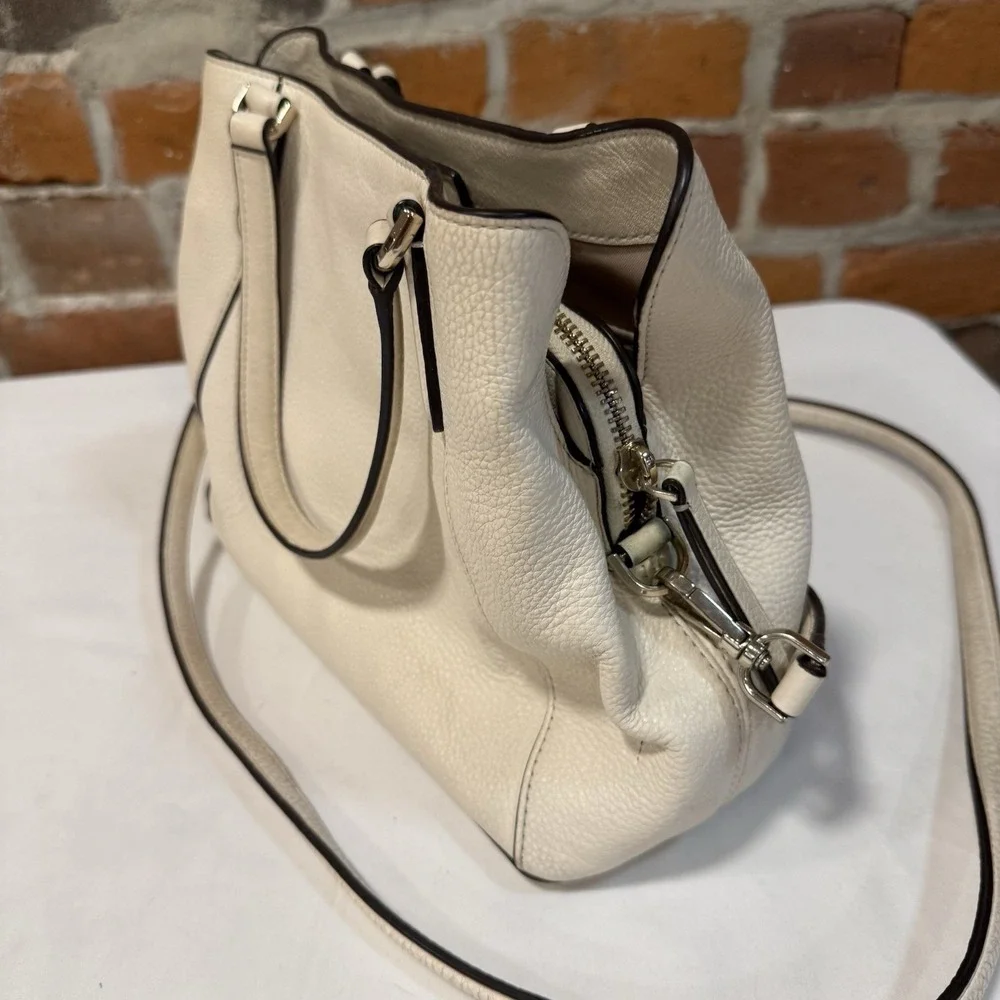 KATE SPADE Jackson Satchel Bag Medium Tote Pebble Leather Grey‎ Removable Strap